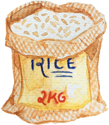 Watercolor Rice Sack Food Ingredient