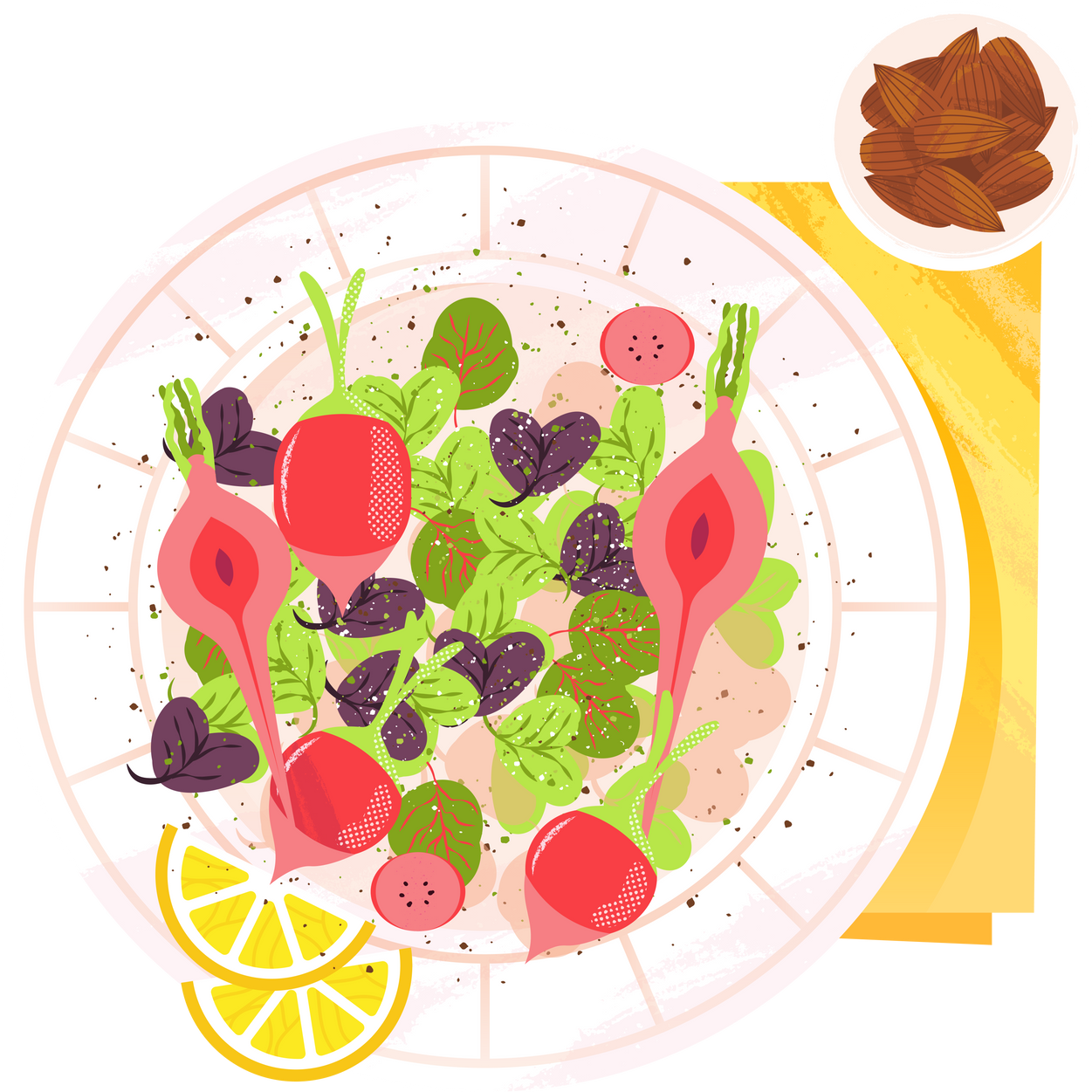 Textured Geometric Healthy Radishes With Lemon